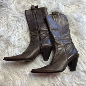Italian leather pointed toe boots